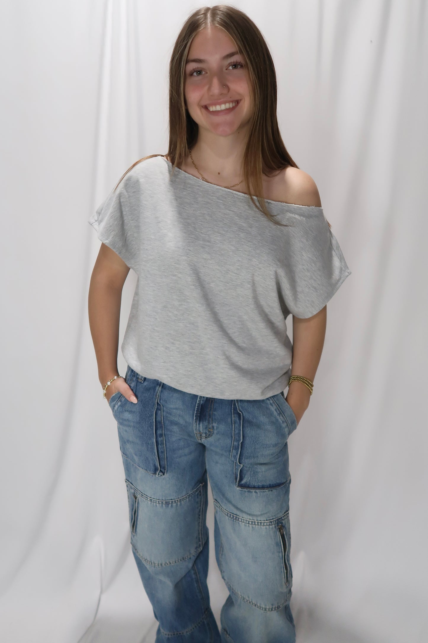 Bare It All Terry Top - H Grey