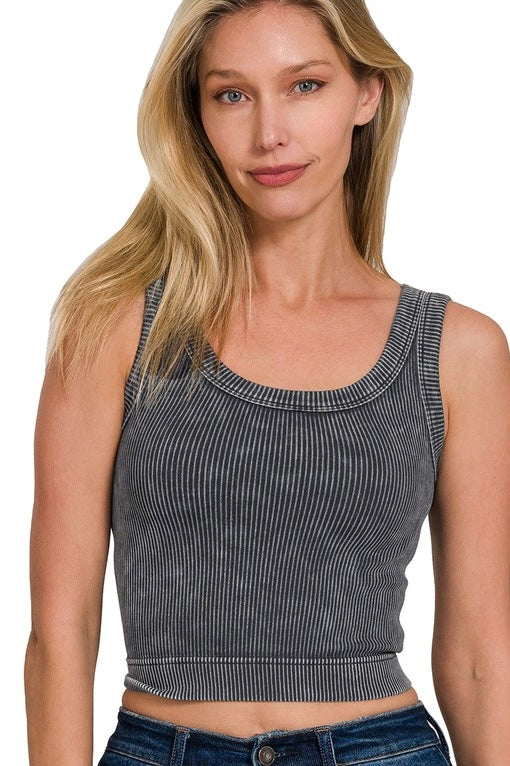 The Ribbed Tank- Ash Black