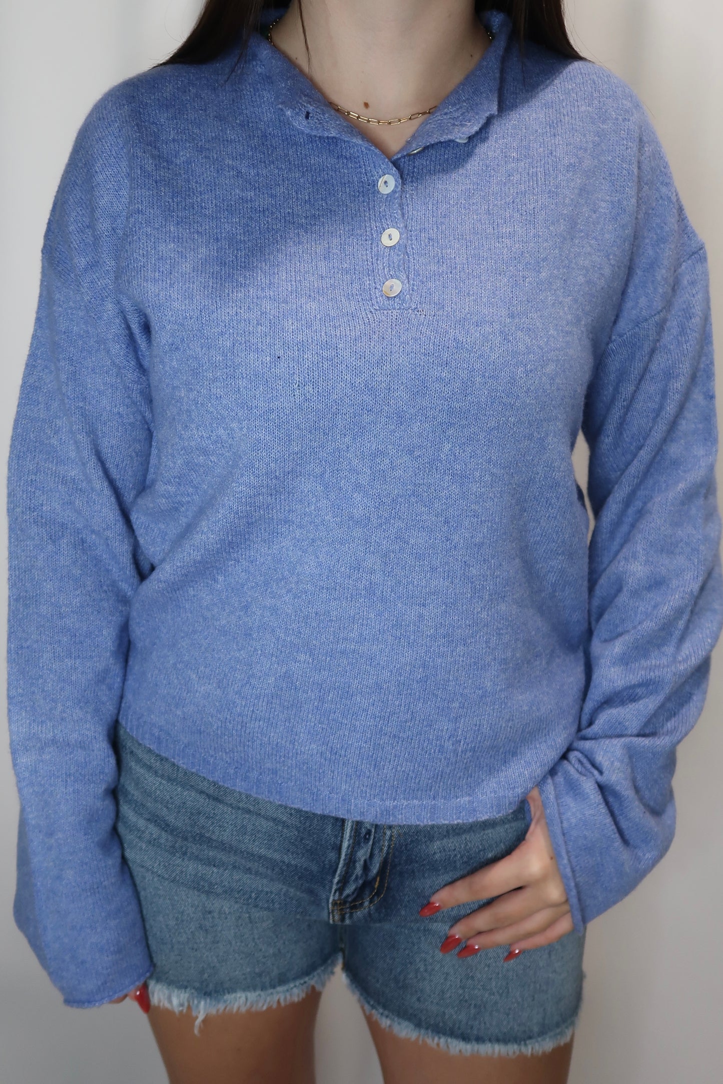 Wren Henley Pullover - Dusty Blue