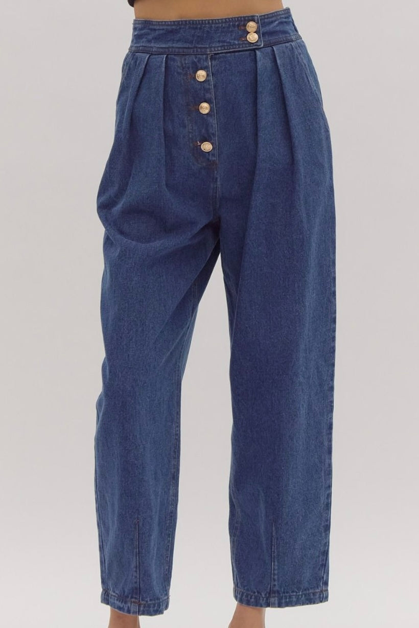 Gold Button Detailed Denim