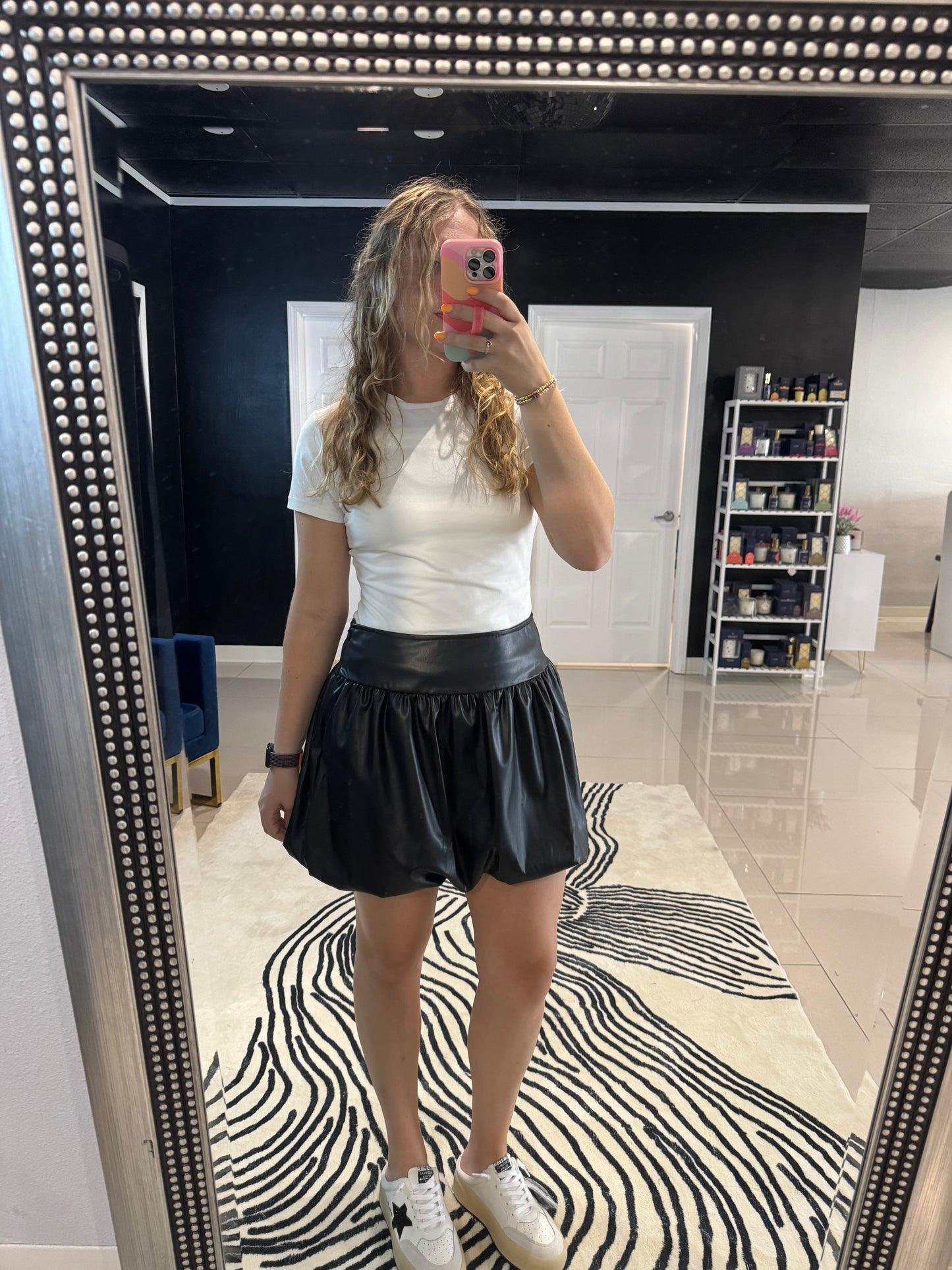 Bubble Faux Leather Skirt