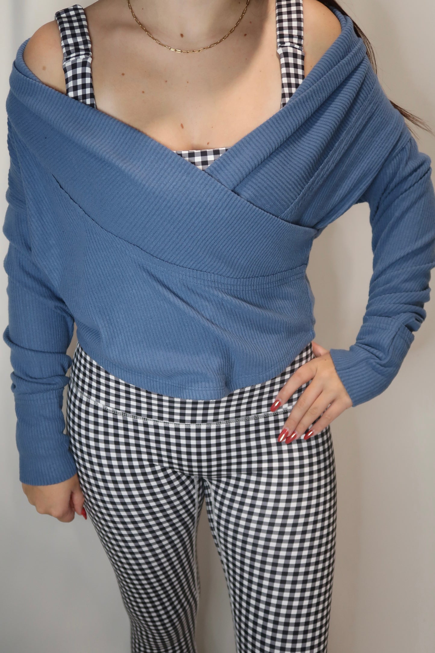 Etoile Wrap Top - Dusty Blue