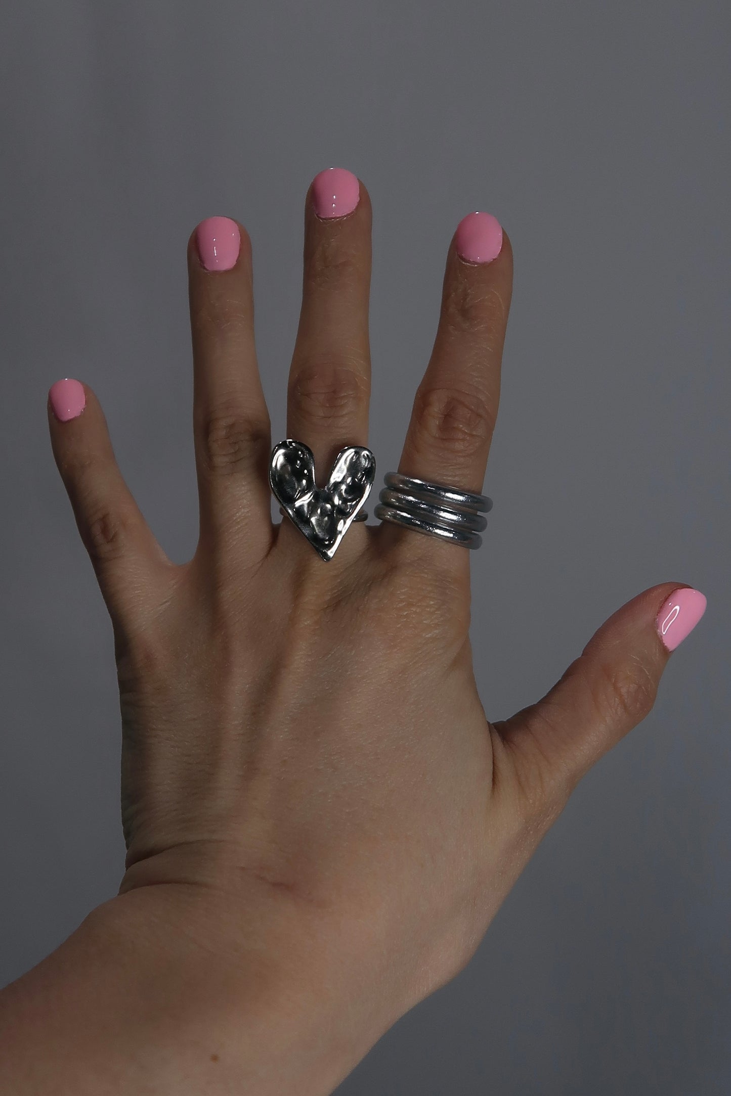 Hammered Heart Ring - Silver
