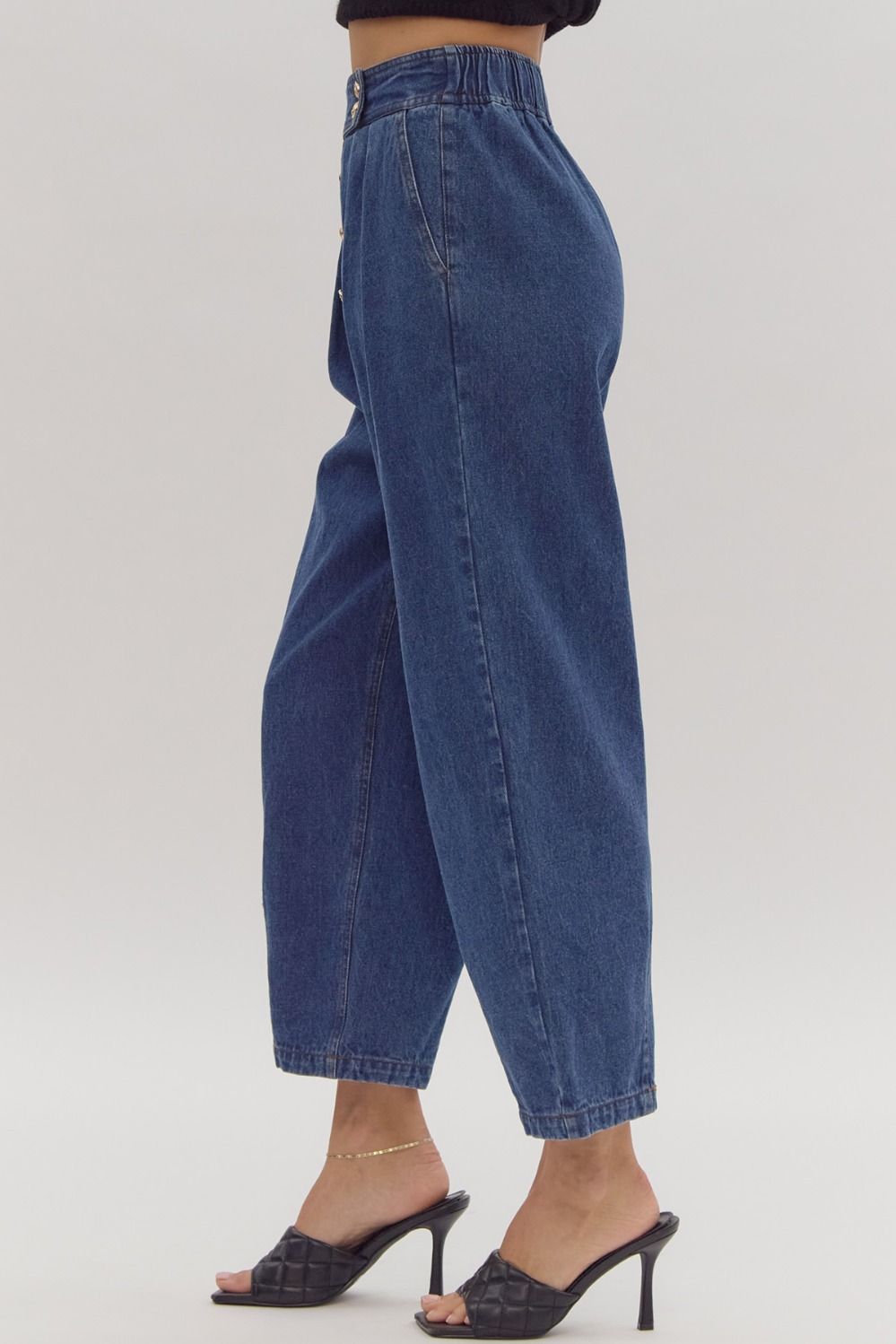 Gold Button Detailed Denim