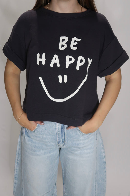 Be Happy Graphic Tee - Navy