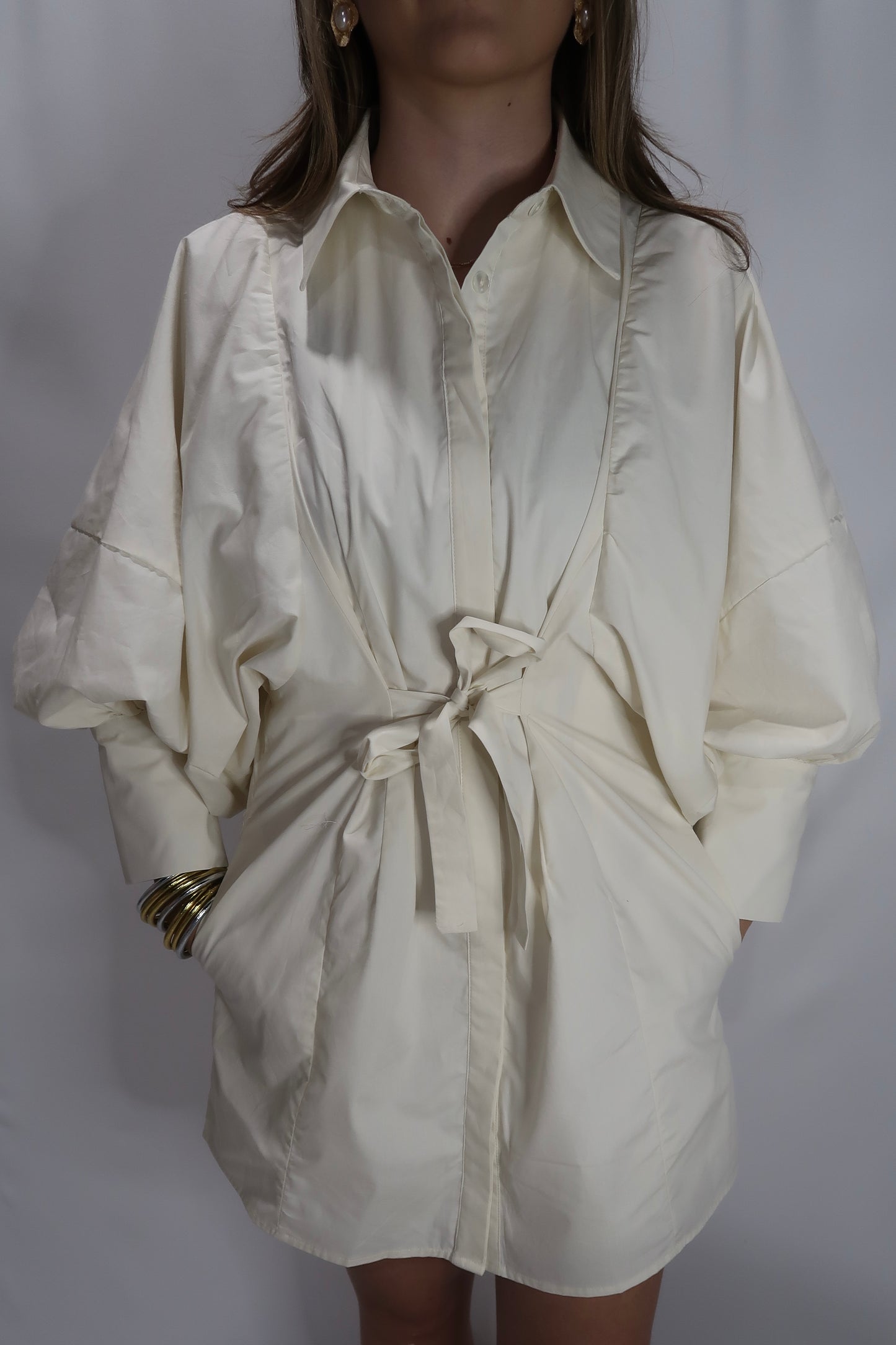 Eleanor Cinch Dress - Ecru