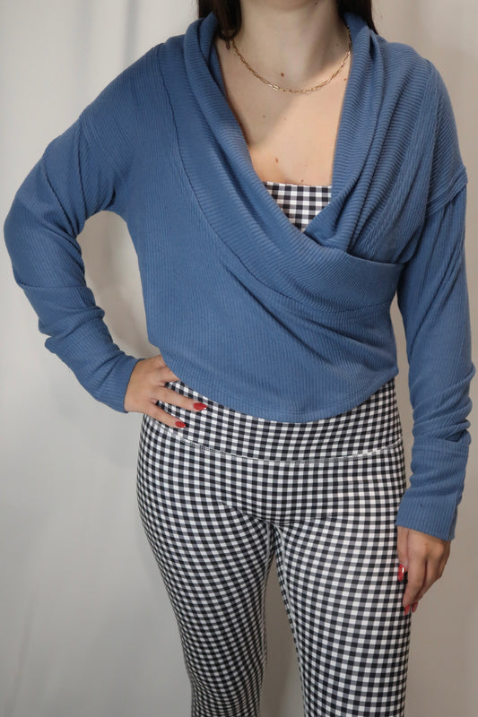 Etoile Wrap Top - Dusty Blue