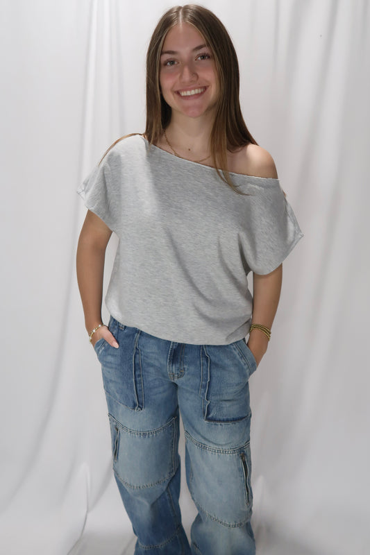 Bare It All Terry Top - H Grey