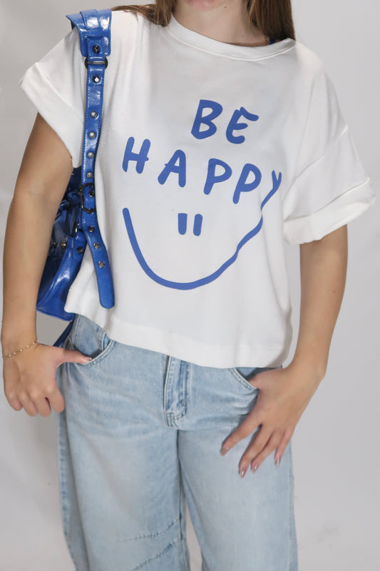 Be Happy Graphic Tee - White