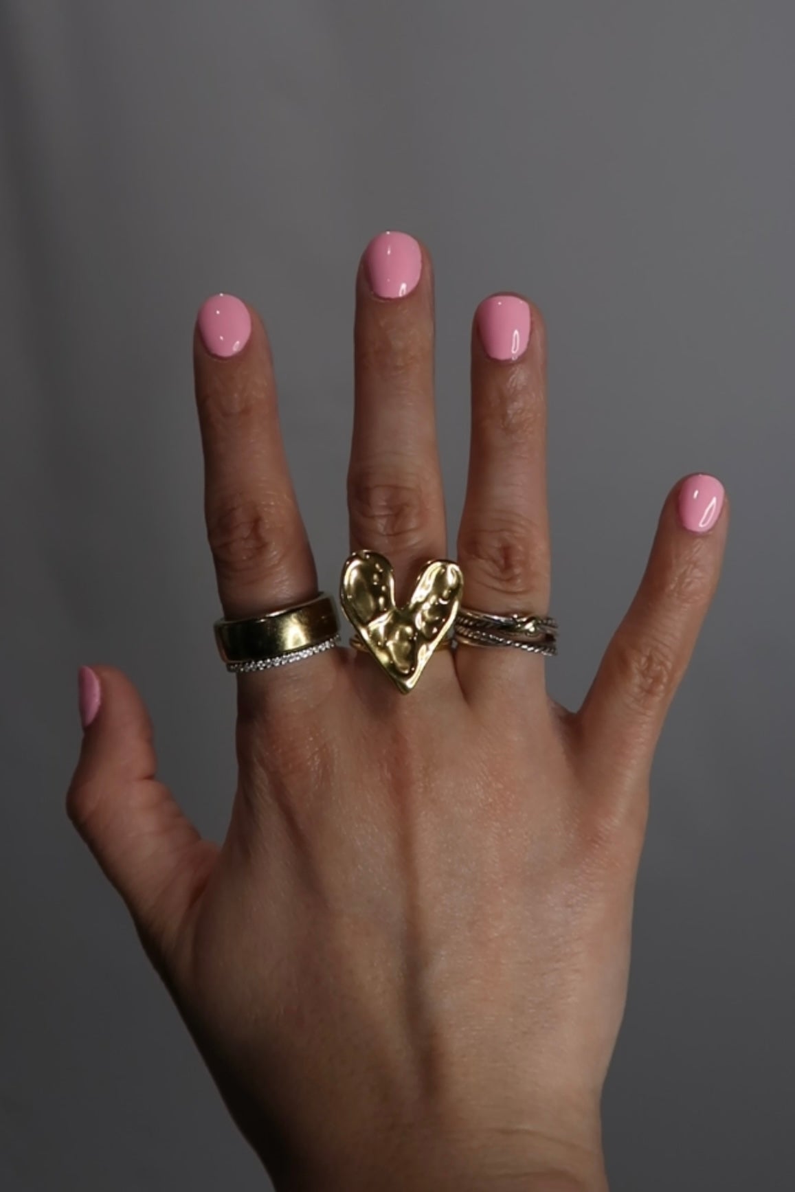 Hammered Heart Ring - Gold