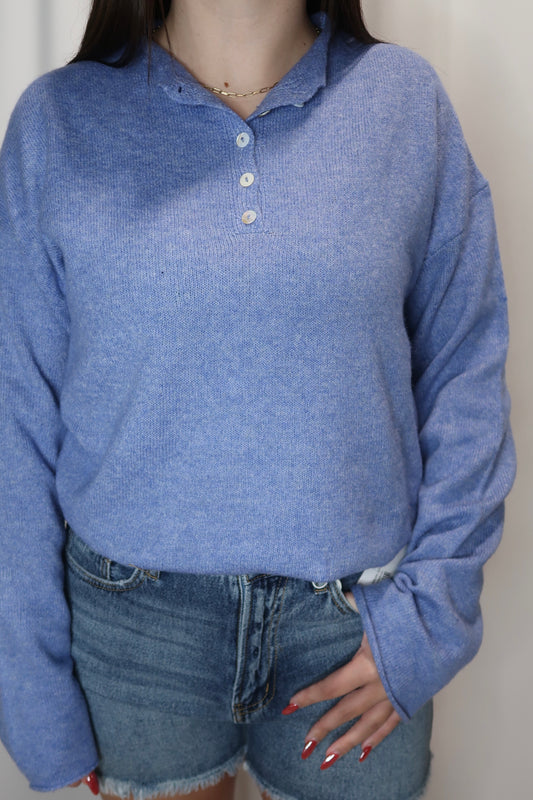 Wren Henley Pullover - Dusty Blue